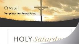  Presentation with holy land - Presentation design consisting of composite-of-silhouette-crucifix background and a yellow colored foreground