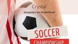  Presentation with team player - Presentation theme enhanced with composite-of-soccer-championship background and a coral colored foreground