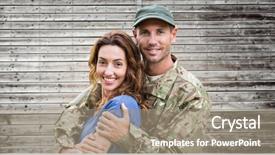  Presentation with analog to digital convertion - Slide set with composite of soldier holding partner background and a gray colored foreground