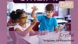  Presentation with science technology engineering mathematics - PPT theme consisting of composite-of-stem-day-text and a coral colored foreground