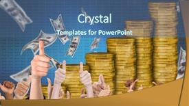  Presentation with digital - Slides having composite of thumbs up money background and a ocean colored foreground