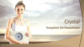  Presentation with woman in sea - Colorful PPT layouts enhanced with composite of woman holding weighing backdrop and a cream colored foreground