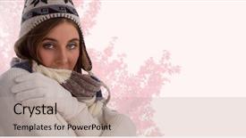  Presentation with hat - Amazing PPT layouts having composite of woman in autum backdrop and a  colored foreground