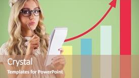  Presentation with green notebook - Presentation design consisting of composite of woman with flower background and a coral colored foreground