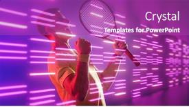  Presentation with victory sport - PPT theme consisting of composite-of-young-caucasian-tennis background and a purple colored foreground