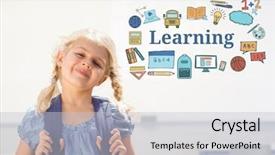  Presentation with young children at school - Colorful presentation enhanced with composite of young girl school backdrop and a light gray colored foreground