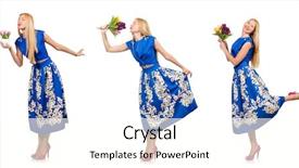  Presentation with photo tulips - Slides with composite photo of woman with tulips on white background and a cream colored foreground