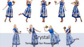  Presentation with photo tulips - Amazing PPT layouts having composite photo of woman with tulips on white backdrop and a light blue colored foreground