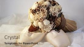  Presentation with ballet - Theme consisting of composition ballet slippers and a bouquet of flowers background and a soft green colored foreground