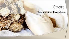  Presentation with ballet - PPT theme having composition ballet slippers and a bouquet of flowers background and a white colored foreground