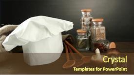  Presentation with chef - Presentation featuring composition with chef's hat background and a tawny brown colored foreground