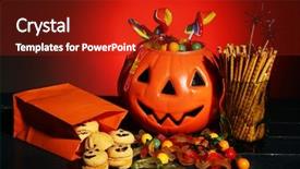  Presentation with spooky halloween graveyard dark - Presentation design enhanced with composition for halloween with sweets background and a crimson colored foreground