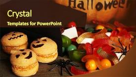  Presentation with sweets - PPT layouts featuring composition for halloween with sweets background and a tawny brown colored foreground