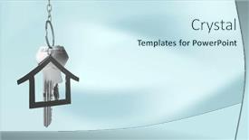 Presentation with house key - Presentation theme with composition-o-silver-key background and a cool aqua colored foreground