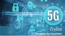  Presentation with scope - Slide set having composition-of-5g-text-over background and a teal colored foreground