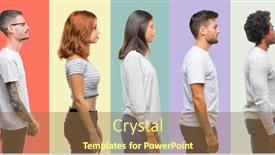  Presentation with chinese american - Slide deck enhanced with composition of african american hispanic and chinese group of people over vintage color background looking to side relax profile pose with natural face with confident smile background and a coral colored foreground