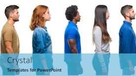  Presentation with chinese american - PPT layouts with composition of african american hispanic and chinese group of people over isolated white background looking to side relax profile pose with natural face with confident smile background and a light blue colored foreground