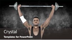  Presentation with barbell - Presentation theme enhanced with composition-of-african-american-male background and a dark gray colored foreground