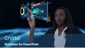  Presentation with digital statistics - Slides having composition-of-african-american-woman background and a ocean colored foreground