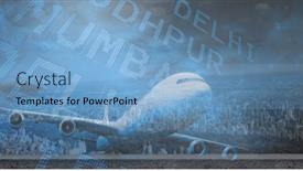  Presentation with business travel - Presentation theme featuring composition-of-airplane-and-flight background and a  colored foreground