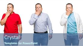  Presentation with arab - Cool new slide set with composition of arab middle age man over isolated background bored yawning tired covering mouth with hand restless and sleepiness backdrop and a ocean colored foreground