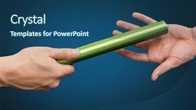  Presentation with baton - Slide set consisting of composition of athlete passing baton background and a ocean colored foreground