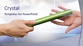  Presentation with baton - Presentation theme enhanced with composition of athlete passing baton background and a sky blue colored foreground
