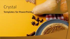  Presentation with autumn leaves - PPT layouts consisting of composition-of-autumn-leaves-pumpkins background and a gold colored foreground