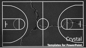  Presentation with basketball court - PPT theme having composition-of-basketball-court-over background and a dark gray colored foreground