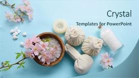  Presentation with blue spa - Beautiful PPT theme featuring composition of bath spa treatment backdrop and a cool aqua colored foreground