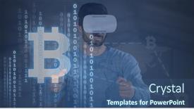  Presentation with virtual technology - PPT layouts consisting of composition-of-binary-coding-bitcoin background and a ocean colored foreground