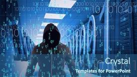  Presentation with servers - Cool new PPT theme with composition-of-binary-coding-over backdrop and a ocean colored foreground