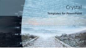  Presentation with digital image processing - Colorful PPT theme enhanced with composition-of-binary-coding-over backdrop and a  colored foreground