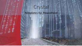  Presentation with red banner - Presentation with composition-of-binary-coding-over background and a  colored foreground