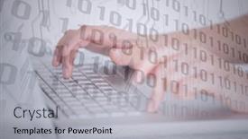  Presentation with computer processing - Beautiful slide set featuring composition-of-binary-coding-processing backdrop and a light gray colored foreground