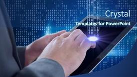  Presentation with image processing - Colorful presentation theme enhanced with composition-of-binary-coding-processing backdrop and a ocean colored foreground