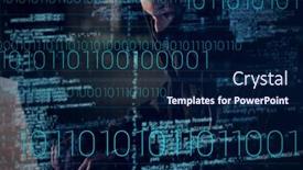  Presentation with data processing - Presentation design enhanced with composition-of-binary-coding background and a navy blue colored foreground