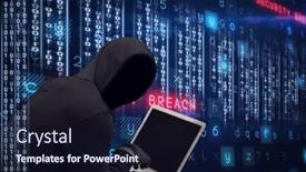  Presentation with cyber crime - Beautiful presentation theme featuring composition-of-binary-coding backdrop and a wine colored foreground
