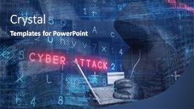  Presentation with cyber attack - Presentation theme having composition-of-binary-coding background and a ocean colored foreground