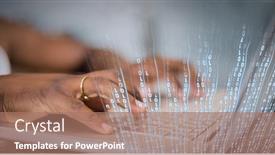  Presentation with global laptop - Colorful PPT layouts enhanced with composition-of-binary-data-processing backdrop and a coral colored foreground