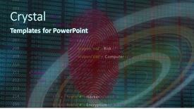  Presentation with data processing - Presentation design consisting of composition-of-biometric-fingerprint-scope background and a tawny brown colored foreground