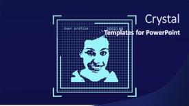  Presentation with biometric security - Presentation theme featuring composition-of-biometric-photos background and a navy blue colored foreground