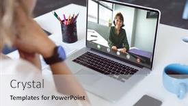  Presentation with image processing - PPT theme consisting of composition-of-biracial-businesswoman-having background and a light gray colored foreground