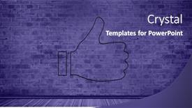  Presentation with social networks - PPT theme enhanced with composition-of-black-outline-thumbs background and a violet colored foreground