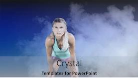  Presentation with sport blue - Presentation theme enhanced with composition-of-blonde-female-athlete background and a light blue colored foreground