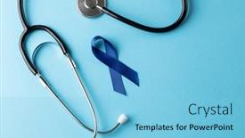  Presentation with healthcare blue ribbon - Presentation featuring composition-of-blue-cancer-awareness background and a light blue colored foreground
