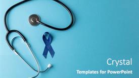  Presentation with healthcare blue ribbon - Presentation theme having composition-of-blue-cancer-awareness background and a teal colored foreground