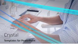  Presentation with blue global - PPT theme enhanced with composition-of-blue-light-trails background and a light gray colored foreground