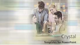  Presentation with business networking - Presentation design featuring composition-of-blur-over-group background and a  colored foreground