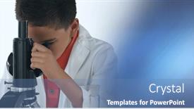  Presentation with research - Theme consisting of composition-of-boy-using-microscope background and a teal colored foreground